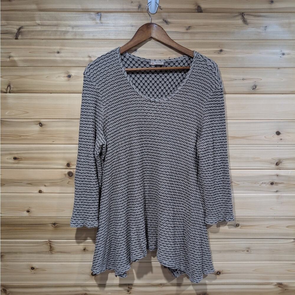 Tianello Top Womens XL Tan Asbury Blouse‎ Textured Art to Wear